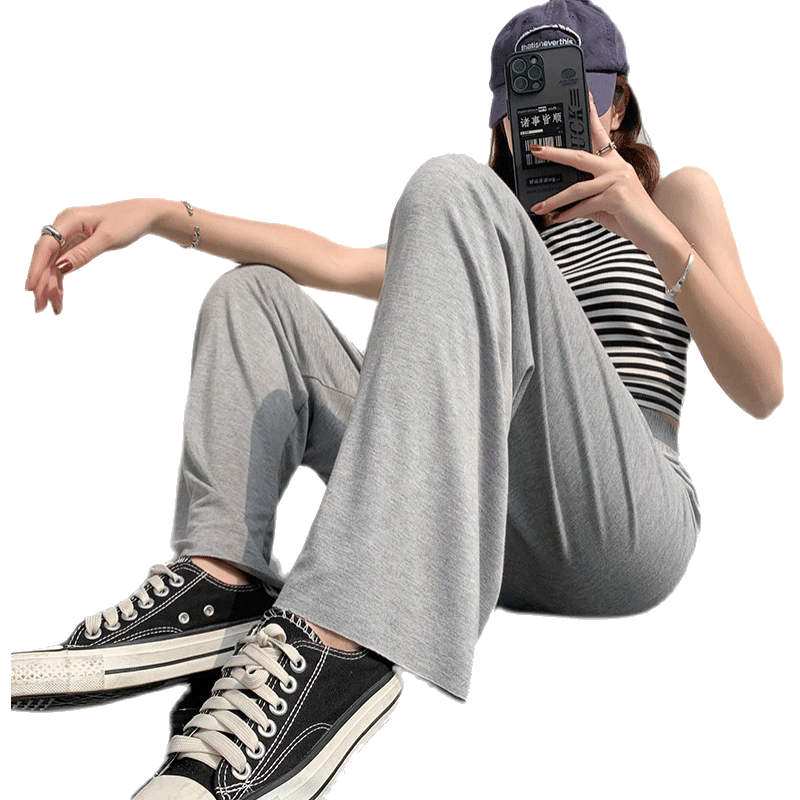 Women's modal wide leg pants high waist straight summer thin style