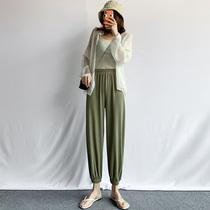 Ice silk bloomers womens loose summer thin models Joker thin anti-mosquito adult radish leisure sports tie pants
