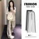 White and gray sweatpants for women summer 2025 new high-waisted straight wide-leg pants for small people spring and autumn casual sports pants