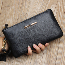 Genuine leather handbag with female zero wallet long wallet with leather clip 2023 new minimalist fashion soft leather small handbag to put mobile phone