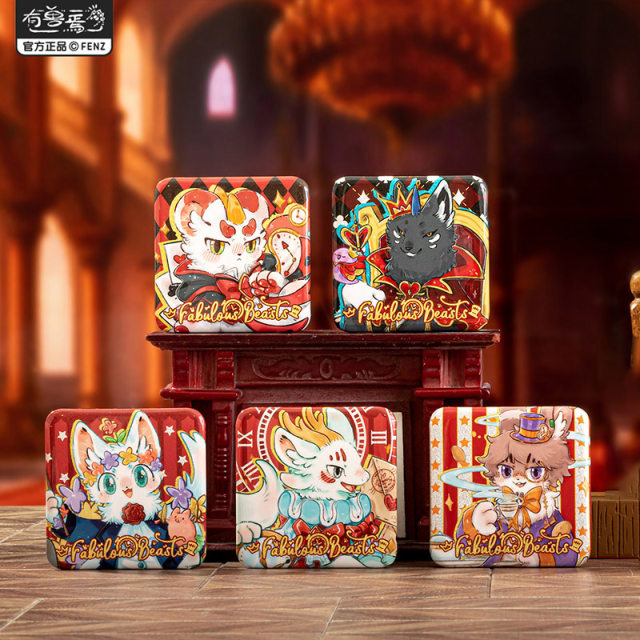 ຮ້ານ flagship Feirenzai ມີ Beast Yan Wonderland series tinplate badges animation peripheral cartoon double flash bar blind box