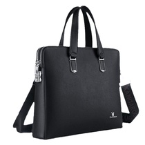 Playboy brand mens bag handbag fashionable business mens shoulder crossbody genuine leather bag password lock briefcase