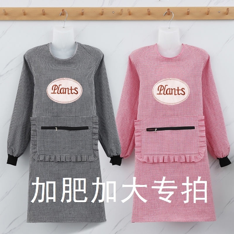 Large-size apron 200 catties household kitchen plus fat plus fat mm300 catties overcoat female work large long-sleeved widening