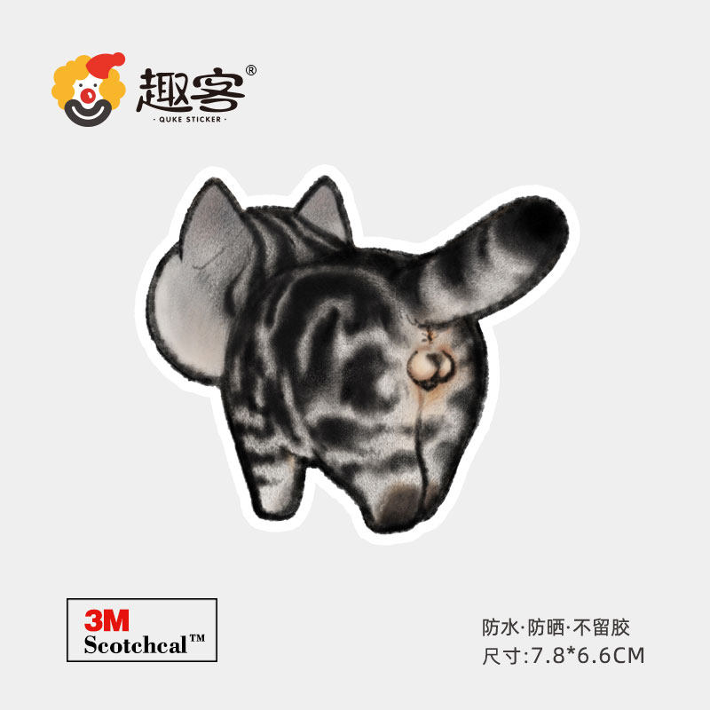 Hand-painted cat cartoon suitcase stickers notebook guitar suitcase stickers water cup trolley box stickers waterproof 3M