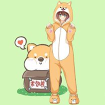 Chai Dog Conjoined Pajamas Flannel Suede Suit Cartoon Cartoon Second meta perimeter COS Men and women couples Home clothes Winter