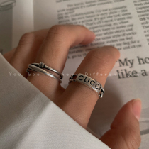 Retro old open index finger ring female ins cold wind niche design male trend fashion personality hip hop ring