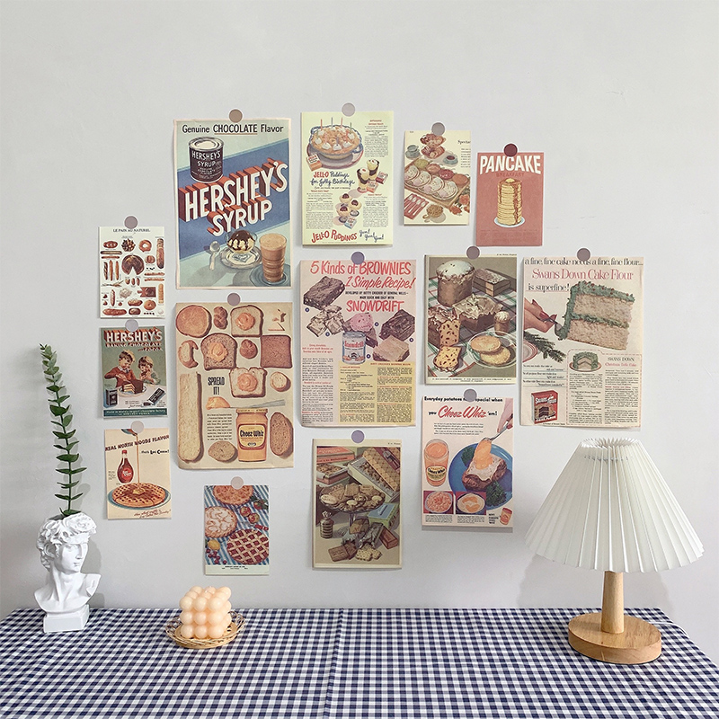 ins retro style bread cake poster wall sticker dorm room placement sleeping room wall decoration photo props