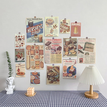 ins Retro style bread cake poster wall stickers Dormitory room layout bedroom wall decoration photo props