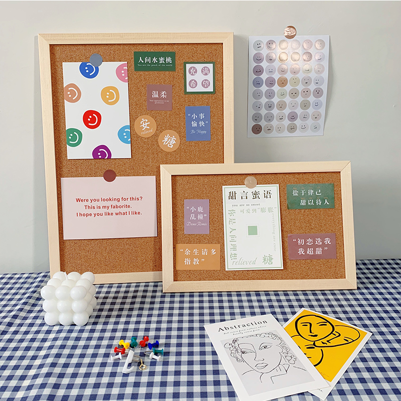Ins wind cork board photo wall self-adhesive wall sticker hanging decoration desktop pin message board creative note board