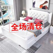 Log simple new backrest master bedroom style thickened home manufacturers rent room American solid wood bed White modern