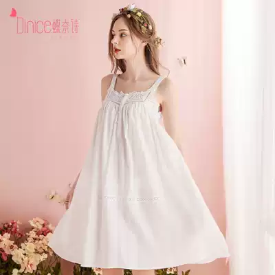 Very fairy cotton suspender nightgown summer and autumn French lace sexy pajamas court style girl cute home clothes