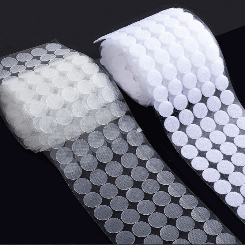 Kindergarten Craft Transparent Round Velcro Hook and Loop Fasteners for Children, Quiet Book Small Dots Double-Sided Adhesive Self-Adhesive Fasteners