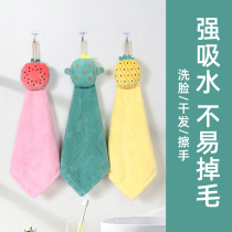 Handtowel hanging cute super absorbent towel quick-drying kitchen wipe cartoon thick handkerchief children Rag