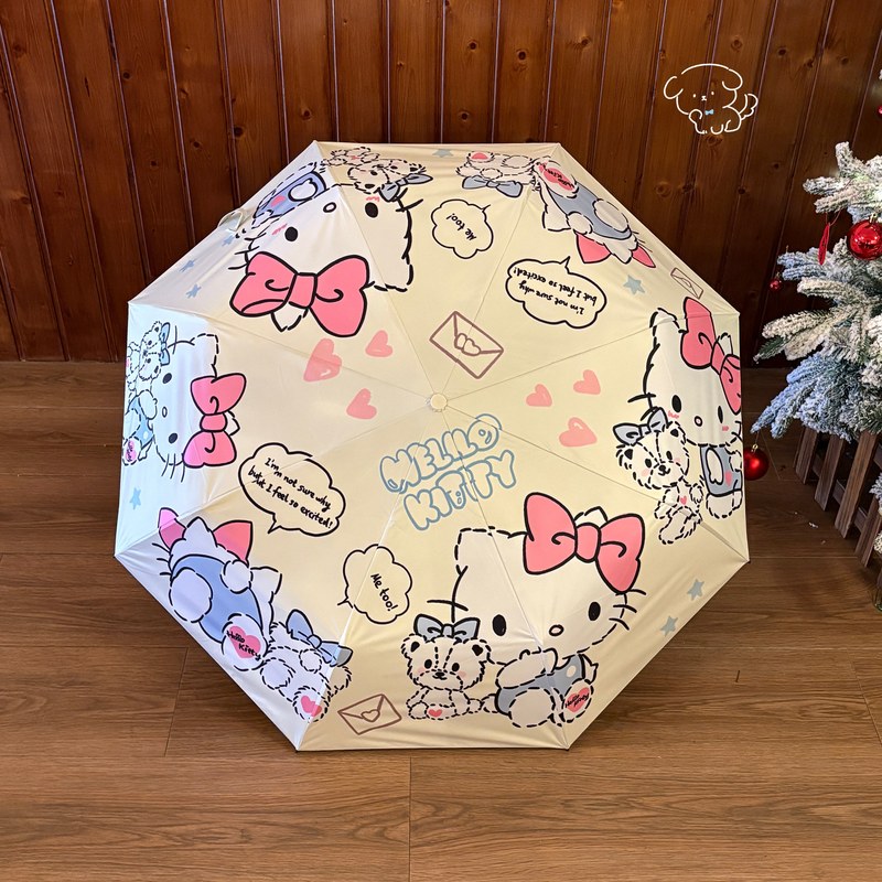 Hellokitty Umbrella for Girls, Good-Looking, Dual-Purpose for Sun and Rain, Hello Kitty Gradient Folding Fully Automatic Sunshade Umbrella