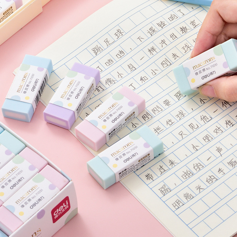 Able rubber rub macaron color student with a soft rubber candy fruit color less litter eraser clean leaving no marks