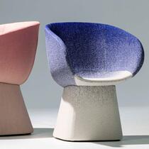 Minimalist Designer Gradient Bicolor Cloth Art Single Sofa Chair Living Room Office Room Reception Casual Chair Dining Chair