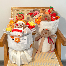 Cute plush doll Capibala doll bouquet cartoon flower birthday Valentines Day gift for girlfriend