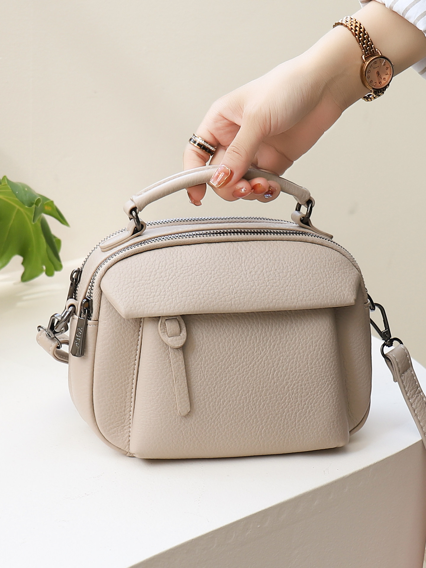 Women's Small Bag 2026 New Spring and Summer Soft Leather Women's Multi-Layer Crossbody Bag Exquisite Large Capacity Lightweight Handbag