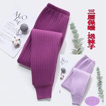 Red Beans Middle-aged elderly men and women Pure Cotton Three Layers Warm Pants Thickened Autumn Pants High Waist Thin Cotton Increased Code Looser