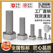 Hexagon screw 304 stainless steel bolt DIN933 lengthened hexagon head machine screw anti-rust full tooth M6M8