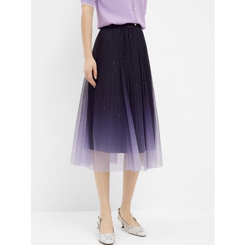 Kejia 2025 Summer New Women's Clothing Ke Laiyin Starry Sky Bright Color Large Hem Skirt Versatile Kw02681T4