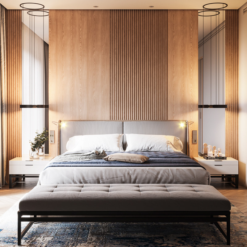 Jager Milan grille clapboard solid wood natural veneer background wall decorative board minimalist whole house custom furniture