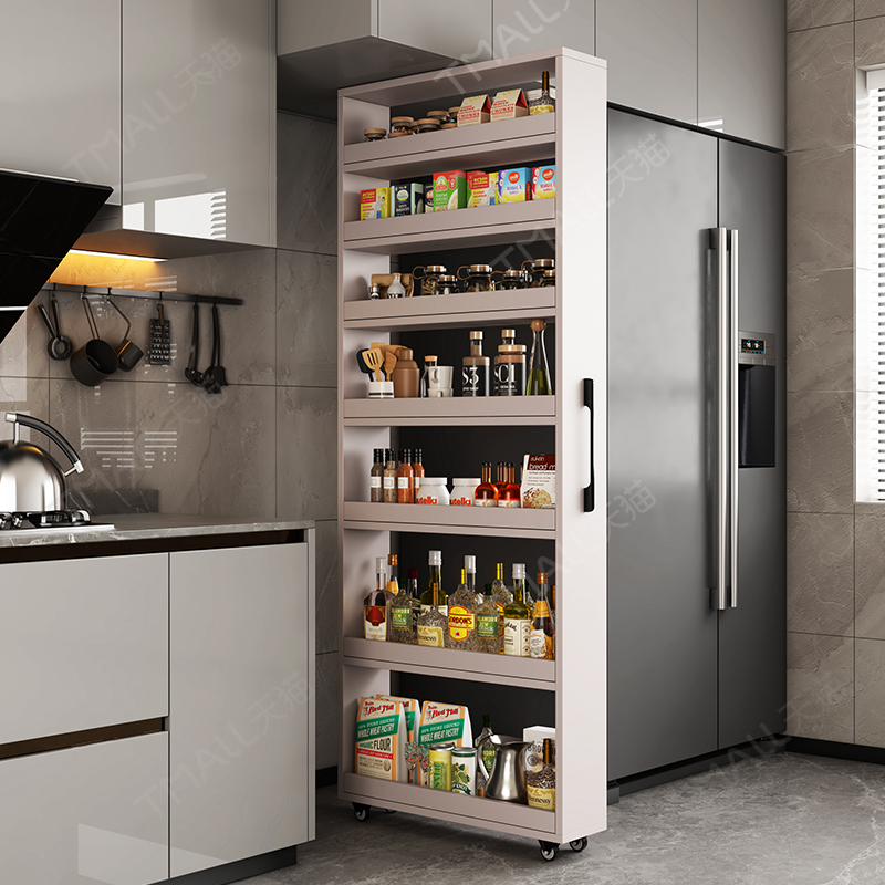 Kitchen Storage Extremely Narrow Sideboard Refrigerator Gap Side Pull-Out Cabinet Solid Wood Table Edge Gap Sliding Mobile Corner Cabinet Kitchen Storage Extremely Narrow Sideboard Refrigerator Gap Side Pull-Out Cabinet Solid Wood Table Edge Gap Sliding Mobile Corner Cabinet