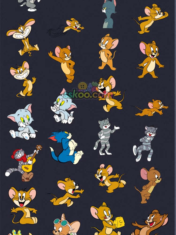 汤姆杰瑞卡通猫和老鼠烫画印花图案线稿白描PNG高清免抠图片素材插图9