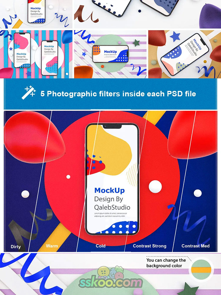 iPhone 13庆祝场景购物主题展示PSD智能展示样机设计素材插图2