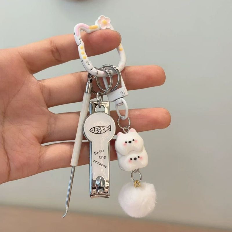 Cute Cat Stacking Toy, Puppy Pendant, Cartoon Nail Clipper with Ear Pick, Bag Pendant, Small Gift Set