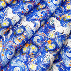 Хлопчатобумажных и льняных тканей 星空白马童话60支全棉平纹数码印花高端纯棉印花童装服装布料面料