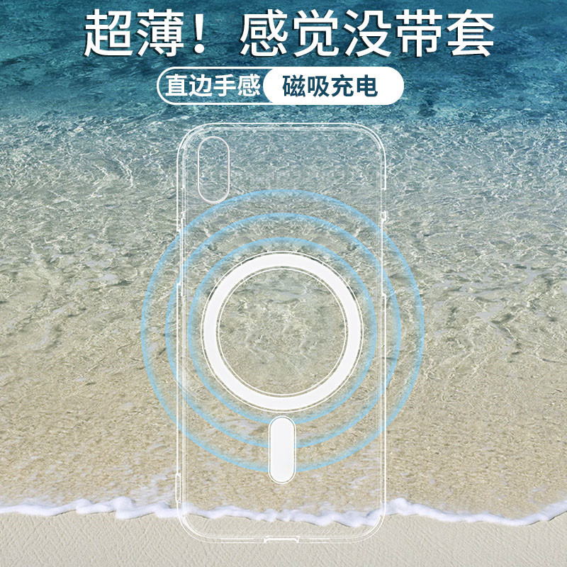 Suitable for Apple X Phone Case with Magsafe Magnetic Attachment, iPhone XS Max Transparent Protective Case, New Xr Straight Edge Wireless Charging, XS Ultra-Thin 7P Full Coverage Anti-Drop 8 Plus Silicone Se for Men and Women, Soft