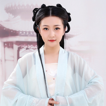 Hanfu costume wig bag Ancient style bun hair band one-piece wig Lazy modeling accessories headdress hand residual hairstyle