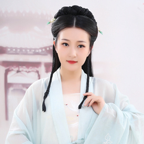  Hanfu hair bun headband hairband Ancient style Ming fake hair convenient and simple lazy hair accessories ancient costume hair bag hairband one