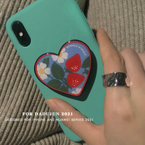 ins Korea Strawberry Airbag Steps for Apple 11 12 promax Green Mobile Shell Lazy Tracing General 8 plus Little Red Book with iPhone X heart-shaped paste hands