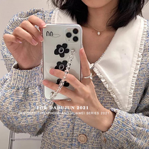 ins minimal black flower chain applies to Apple 12 mobile phone network red 11 pro max personality soft shell female tide