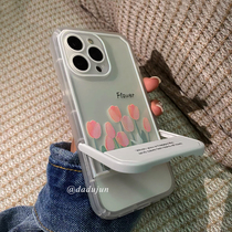 ins little fresh tulips apply apple 13 phone shell iphone13promax new 12pro transparent silicone 12 mesh red 11 soft shell x bring your own bracket xr idea