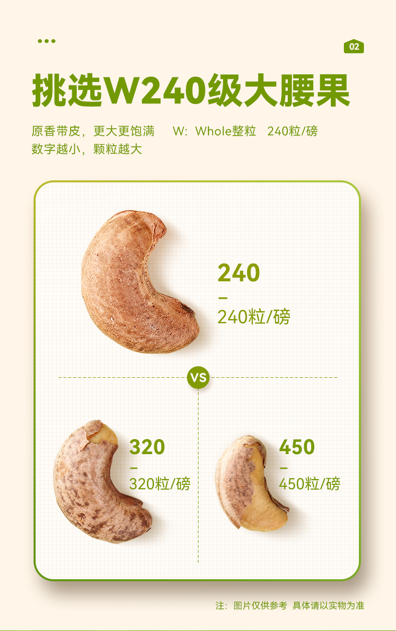 天猫超市 沃隆 W240 紫衣腰果 450g罐装 图2