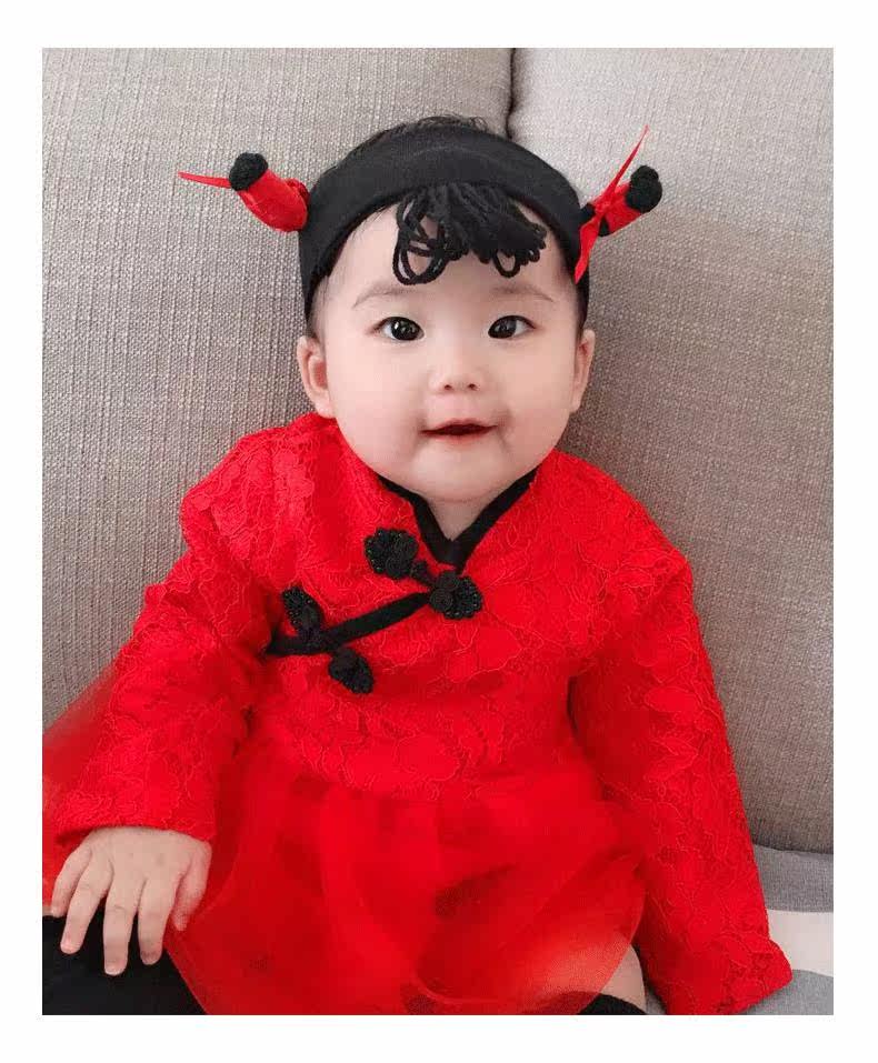 Парик 儿童假发帽子一体 时尚男女宝宝哪吒假发配饰儿童百天周岁搞笑头