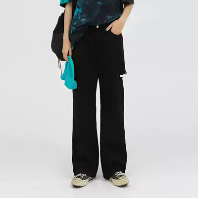 DNT Han Huohuoya forced a pair of two versions of the hole more fashionable black jeans