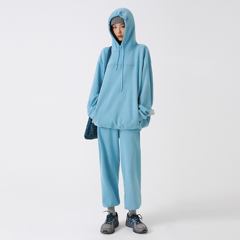 DNT Korean fire star basin friends are love Zhou Gona than CC private candy color hooded sweatshirt sweatshirt suit