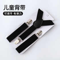 Childrens baby carrier tie set with bow for boys and girls British accessories baby three-clip suspender black pants Korean style