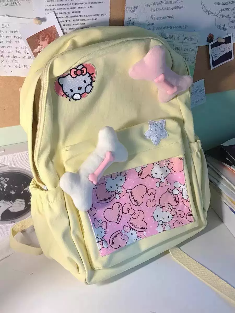 Hello Kitty, hello kitty, backpack, cute cartoon capacious bag
