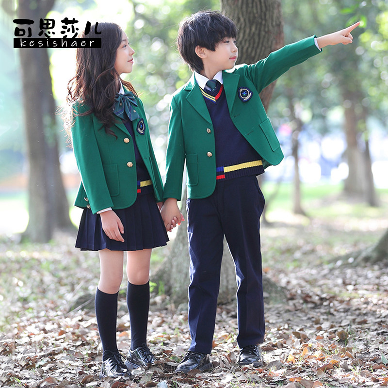 Thyssa Children's Inn College Wind suit Kindergarten Kindergarten Garden Clothes Elementary School Students 4 sets of school uniforms customised