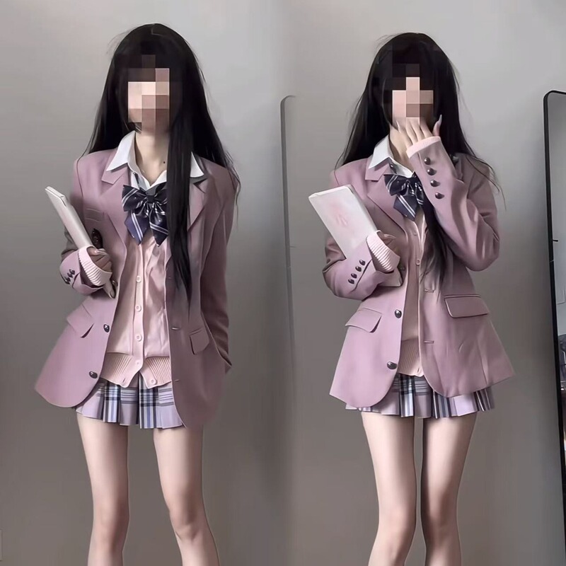 【Aya Sakura】Original Jk Uniform Suit Authentic Pink Blazer Jacket for Women Japanese School Style Uniform