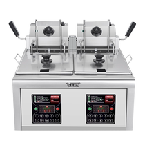 Electric fryer commercial intelligent fully automatic lifting double head oil fryer large capacity single double cylinder fried buns fries chicken steak machine