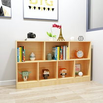 Children Solid Wood Bookshelf Floor Containing Cabinet Pine Wood Minimalist Composition Short Bookcase Kindergarten Students Plaid Plotter shelf