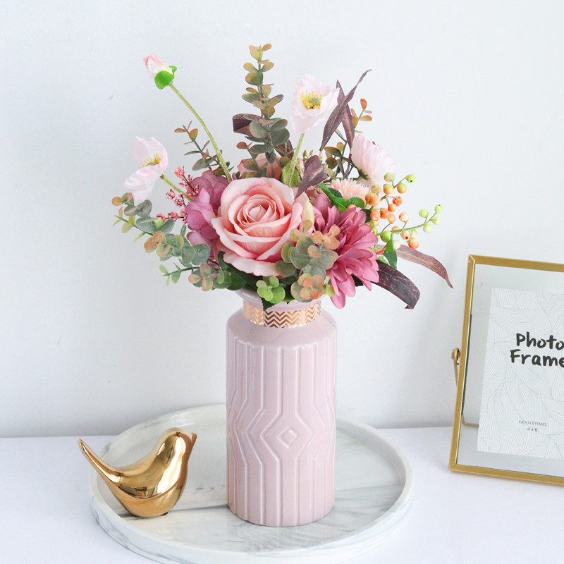Nordic Fake Flowers Simulation Flowers Home Living Room Livingroom Hem Table Floral Floral Decoration Silk Flowers Decoration Flowers Rose Bouquet