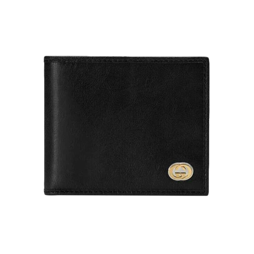 Gucci, классический черный короткий складной бумажник, кошелек