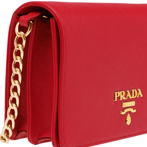 Prada, красная кожаная сумка на одно плечо